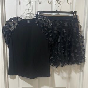 SHEIN Black Skater Skirt and Top Set